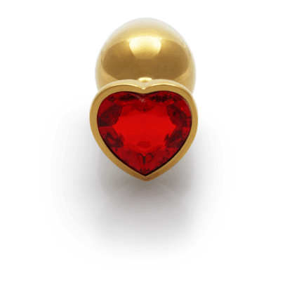 Hartje Gem Buttplug - Medium - Goud/Ruby Rood - Afbeelding 5