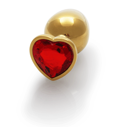 Hartje Gem Buttplug - Medium - Goud/Ruby Rood - Afbeelding 6