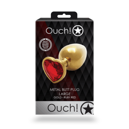 Hart Edelhart Buttplug - Groot - Goud/Ruby Rood - Afbeelding 3