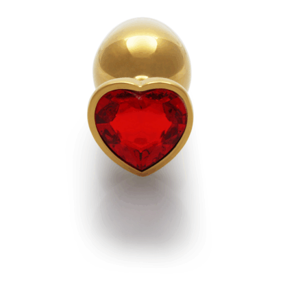 Hart Edelhart Buttplug - Groot - Goud/Ruby Rood - Afbeelding 5
