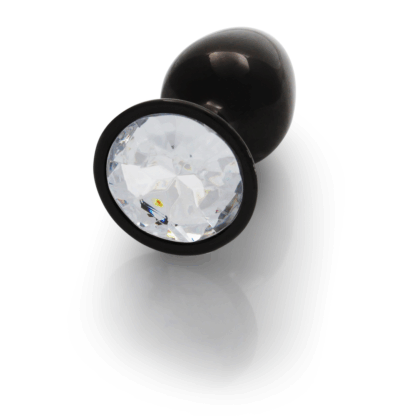 Ronde Gem Butt Plug - Klein - Gunmetal/Diamant - Afbeelding 6