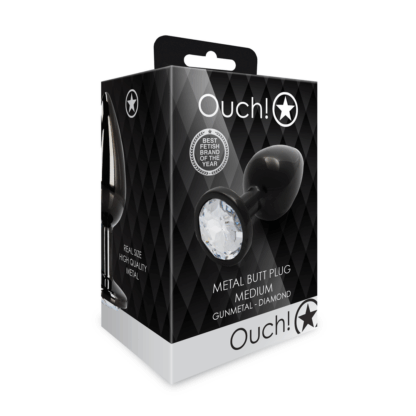 Ronde Gem Butt Plug - Medium - Gunmetal/Diamond - Afbeelding 2