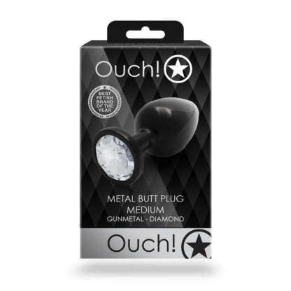 Ronde Gem Butt Plug - Medium - Gunmetal/Diamond - Afbeelding 3