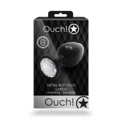 Ronde Edelsteen Butt Plug - Groot - Gunmetal/Diamant - Afbeelding 3