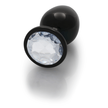 Ronde Edelsteen Butt Plug - Groot - Gunmetal/Diamant - Afbeelding 6