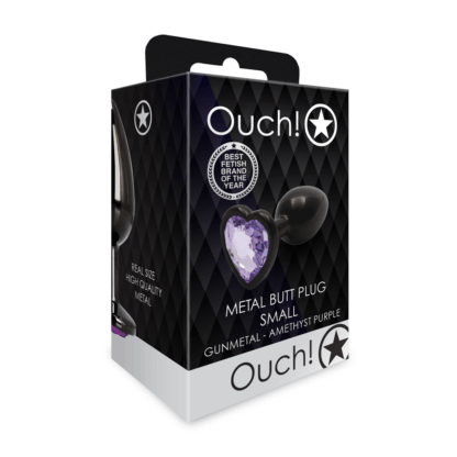 Heart Gem Butt Plug - Klein - Gunmetal/Amethyst Paars - Afbeelding 2