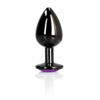 Heart Gem Butt Plug - Large - Gunmetal/Amethyst Paars