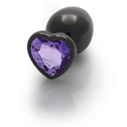 Heart Gem Butt Plug - Large - Gunmetal/Amethyst Paars - Afbeelding 6
