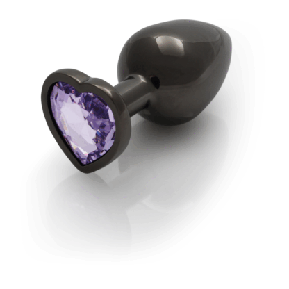 Heart Gem Butt Plug - Large - Gunmetal/Amethyst Paars - Afbeelding 7