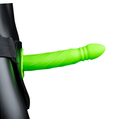 Glow in the Dark Twisted Hollow Strap-On - 8 / 20 cm - Neon Groen - Afbeelding 4