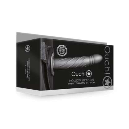 Gedraaide Holle Strap-On - 8 / 20 cm - Gunmetal - Afbeelding 2