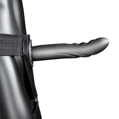 Textured Curved Hollow Strap-On - 8 / 20 cm - Gunmetal - Afbeelding 4