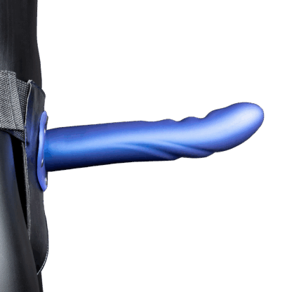 Gestructureerde Gebogen Holle Strap-On - 8 / 20 cm - Metallic Blauw - Afbeelding 4