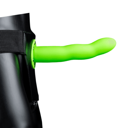 Glow in the Dark Curved Hollow Strap-On - 8 / 20 cm - Neon Groen - Afbeelding 4