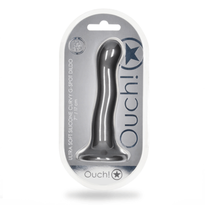 Ultra Soft Silicone Curvy G-Spot Dildo - 7'' / 17 cm - Gunmetal - Afbeelding 2