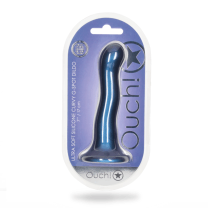 Ultra Zachte Siliconen Curve G-Spot Dildo - 7'' / 17 cm - Metallic Blauw - Afbeelding 2