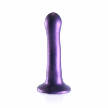 Ultra Soft Silicone Curvy G-Spot Dildo - 7'' / 17 cm - Metallic Purple - Afbeelding 3
