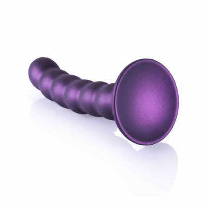 Beaded Silicone G-Spot Dildo - 5'' / 13 cm - Metallic Paars - Afbeelding 5