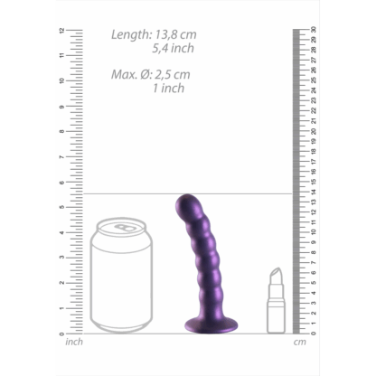 Beaded Silicone G-Spot Dildo - 5'' / 13 cm - Metallic Paars - Afbeelding 7