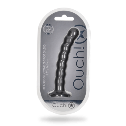 Beaded Silicone G-Spot Dildo - 6.5'' / 16,5 cm - Gunmetal - Afbeelding 2