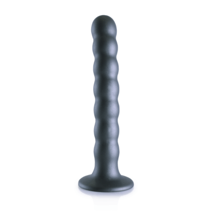 Beaded Silicone G-Spot Dildo - 6.5'' / 16,5 cm - Gunmetal - Afbeelding 4