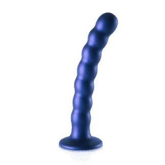 Beaded Silicone G-Spot Dildo - 6,5'' / 16,5 cm - Metallic Blauw