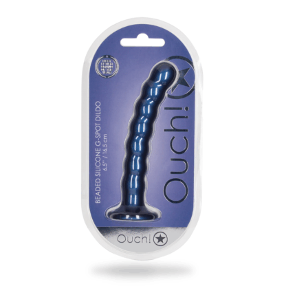 Beaded Silicone G-Spot Dildo - 6,5'' / 16,5 cm - Metallic Blauw - Afbeelding 2