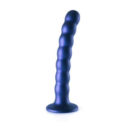 Beaded Silicone G-Spot Dildo - 6,5'' / 16,5 cm - Metallic Blauw - Afbeelding 3