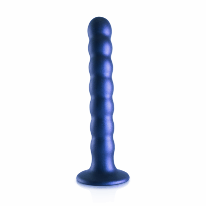 Beaded Silicone G-Spot Dildo - 6,5'' / 16,5 cm - Metallic Blauw - Afbeelding 4