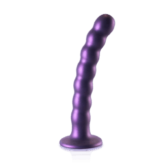 Beaded Silicone G-Spot Dildo - 6,5'' / 16,5 cm - Metallic Paars