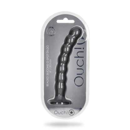 Beaded Silicone G-Spot Dildo - 8'' / 20,5 cm - Gunmetal - Afbeelding 2