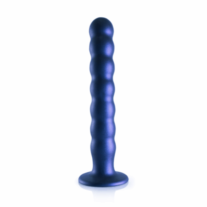 Beaded Silicone G-Spot Dildo - 8'' / 20,5 cm - Metallic Blauw - Afbeelding 4