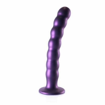 Gekralde Silicone G-Spot Dildo - 8'' / 20,5 cm - Metallic Paars - Afbeelding 3