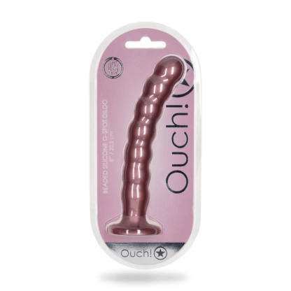 Beaded Silicone G-Spot Dildo - 8'' / 20,5 cm - Rosé Goud - Afbeelding 2
