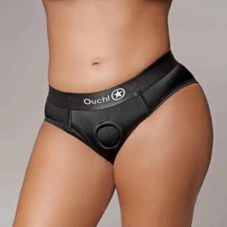 Vibrerende Strap-on Hoge Cut Slip - XL/XXL - Zwart