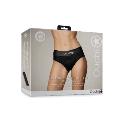 Vibrerende Strap-on Hoge Slip - XS/S - Zwart - Afbeelding 2
