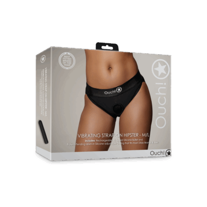 Vibrerende Strap-on Hipster - M/L - Zwart - Afbeelding 2