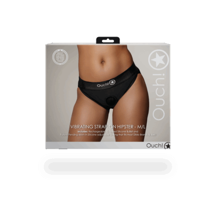 Vibrerende Strap-on Hipster - M/L - Zwart - Afbeelding 3