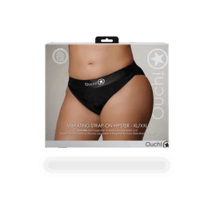 Vibrerende Strap-on Hipster - XL/XXL - Zwart - Afbeelding 3