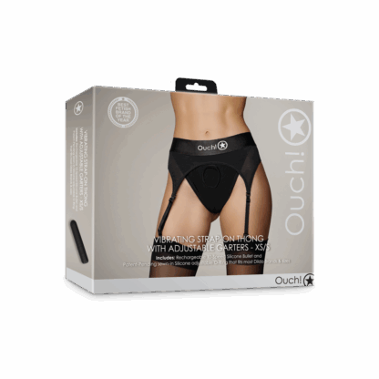 Vibrerende Strap-on Thong met Verstelbare Garters - XS/S - Zwart - Afbeelding 2