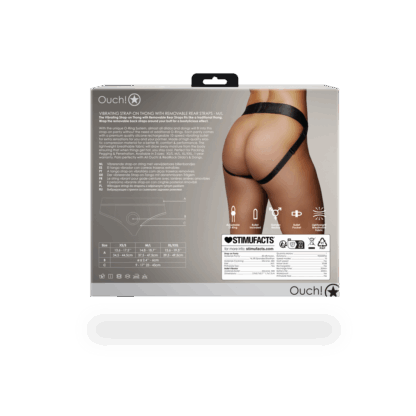 Vibrerende Strap-on Thong met Verwijderbare Butt Straps - M/L - Zwart - Afbeelding 4