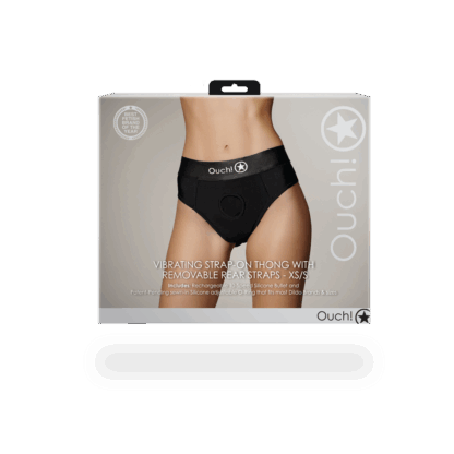 Vibrerende Strap-on Thong met Verwijderbare Butt Straps - XS/S - Zwart - Afbeelding 3
