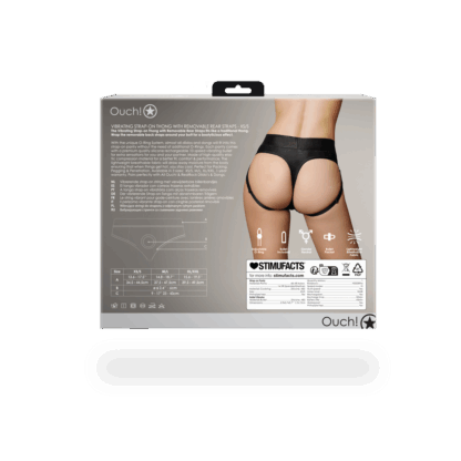 Vibrerende Strap-on Thong met Verwijderbare Butt Straps - XS/S - Zwart - Afbeelding 4