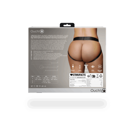 Vibrerende Strap-on Panty Harness met Open Rug - XL/XXL - Zwart - Afbeelding 4