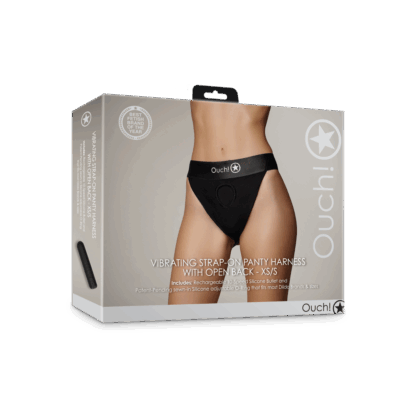 Vibrerende Strap-on Panty Harness met Open Rug - XS/S - Zwart - Afbeelding 2