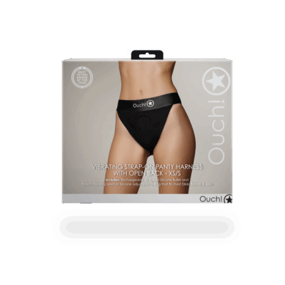 Vibrerende Strap-on Panty Harness met Open Rug - XS/S - Zwart - Afbeelding 3