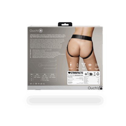 Vibrerende Strap-on Panty Harness met Open Rug - XS/S - Zwart - Afbeelding 4