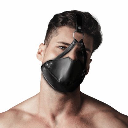Hoofdbeugel met Mondmasker en Stevige Ballgag - Zwart - Afbeelding 7