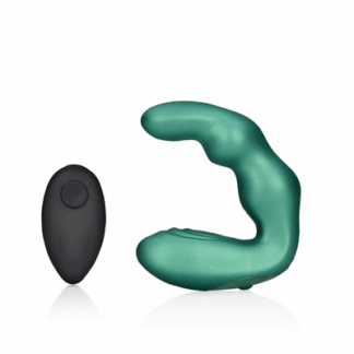 Bent Vibrating Prostate Massager met Afstandsbediening - Metallic Groen