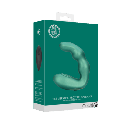 Bent Vibrating Prostate Massager met Afstandsbediening - Metallic Groen - Afbeelding 2